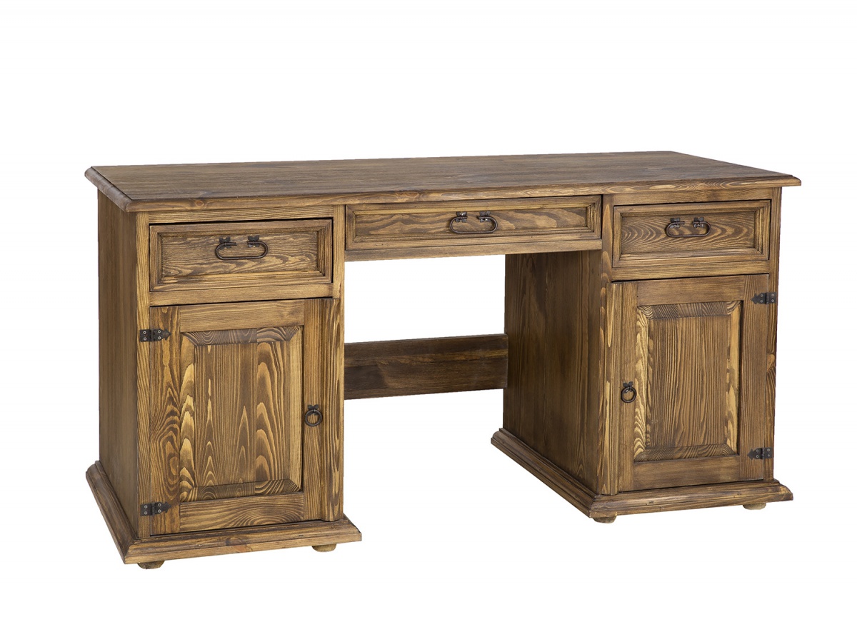 Masívny písací stôl bik 08a - výber morenia - k03 biela patina.