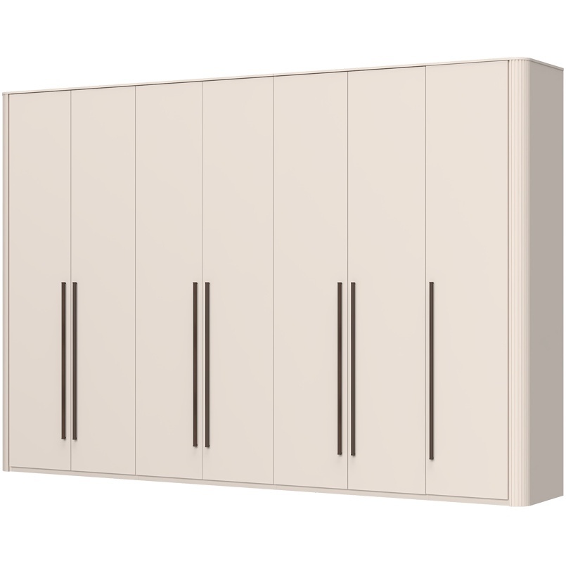 Sedemdverová šatníková skriňa renfri - kašmír.

 

Interiér skrine je premyslený do posledného detailu a štýlizovaný do textilného dekoru.

 

Renfri nie je len šatníková skriňa; je to dizajnový prvok, ktorý harmonicky spája vzhľad s praktickými detailmi pre každodenný komfort. Jemný mat v kašmírovej farbe pôsobí nadčasovo, zatiaľ čo unikátne kovové úchytky imitujúce vzhľad kože pridávajú skrini osobitý nádych.

 

Skriňu ľahko zladíte s ďalšími prvkami kolekcie Renfri a vytvoríte harmonický celok v jednotnom kašmírovom odtieni s akcentom Midnight Copper.

 

Rozmery šatníkovej skrine Renfri sú 333x225x56cm (š,v,h)

 

Ďalší nábytok z kolekcie Renfri nájdete v súvisiacich produktoch.