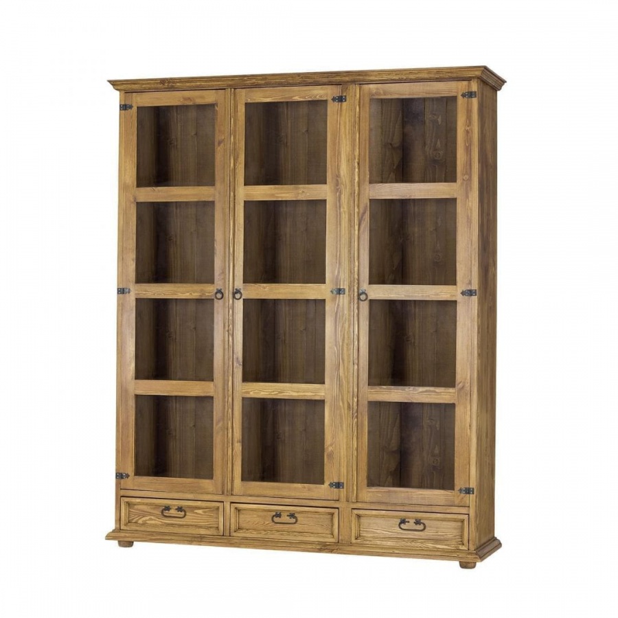 Vitrína široká sedliacka z masívu vit 108 slim - k02 tmavá borovica.