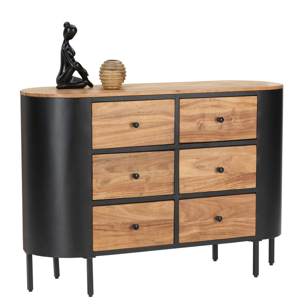 Ambia Home KOMODA, akácia, čierna, farba akácie, 120/83/40 cm.