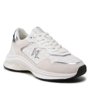 Sneakersy KARL LAGERFELD - KL63165 White Lthr & Textile w/Silver.