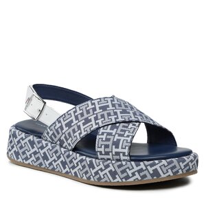 Sandále Tommy Hilfiger - Logo All Over Sandal T3A2-32757-0325 S Denim/White 357.