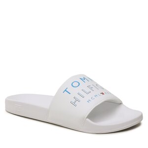 Šľapky Tommy Hilfiger - Embossed Pool Slide FM0FM04463 White YBS.