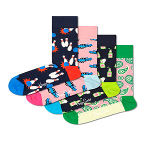 Súprava 4 párov vysokých ponožiek unisex Happy Socks - XBOW09-0200 Farebná.