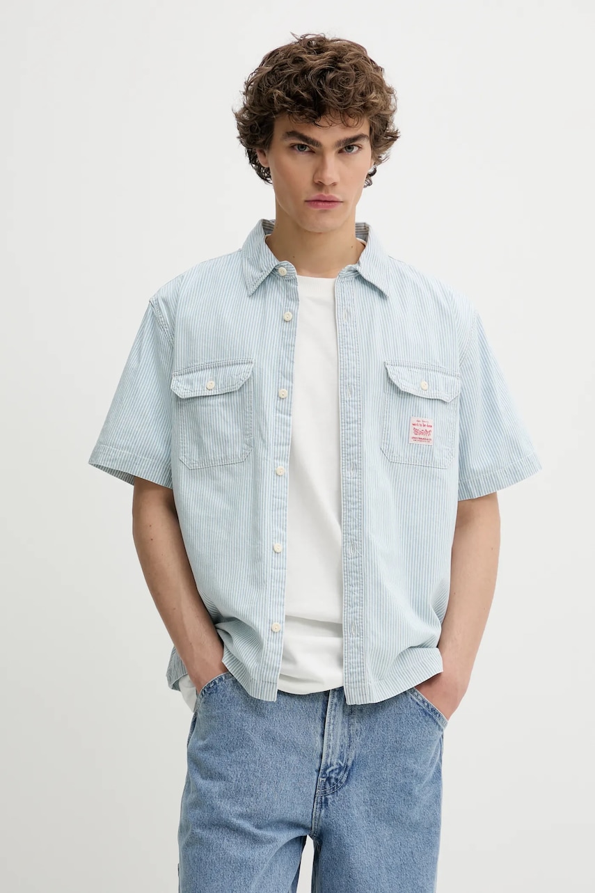 Bavlnená košeľa Levi's SS DALTON WORKER WW voľný strih, s klasickým golierom, 001TA.