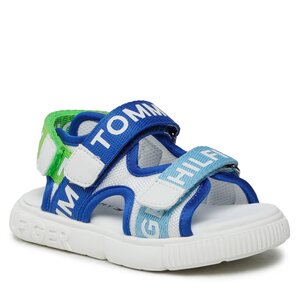 Sandále Tommy Hilfiger - Logo Velcro T1X2-32899-1590 S White/Multicolor X256.