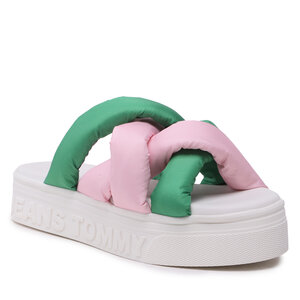Šľapky Tommy Jeans - Fltfrm Sndl Nw Uppr EN0EN02118 Coastal Green LY3.