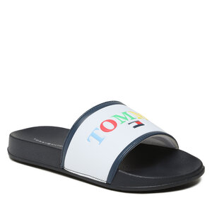 Šľapky Tommy Hilfiger - Logo Pool Slide T3B0-32933-1172 S White/Multicolor X56.