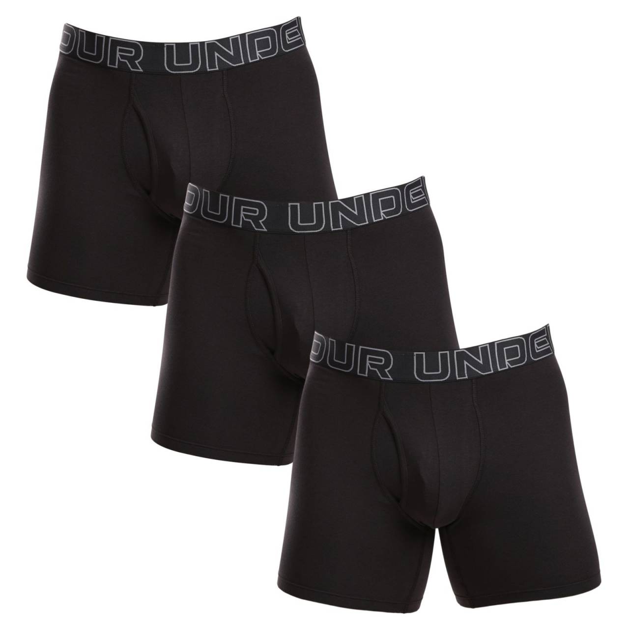 3PACK pánske boxerky Under Armour čierné (1383889 001) L, trenky.
Ak hľadáte spodnú bielizeň, ktorá vám poskytne skvelú oporu pri športe aj každodennom nosení, potom sú boxerky Under Armour tou správnou voľbou!
Prvotriedna zmes materiálov pre maximálne pohodlie
Boxerky Under Armour sú vyrobené zo zmesi bavlny a umelých vlákien, čo im dodáva priedušnosť, pružnosť a príjemný pocit na pokožke.
Tkaná guma a dlhšie nohavice pre väčšie pohodlie a ochranu
Pružný elastický pás s logom Under Armour drží boxerky bezpečne na svojom mieste bez toho, aby tlačili alebo zaborili.
Prečo si vybrať boxerky Under Armour?

Skvelá kombinácia materiálov: Funkčné materiály zaisťujú maximálne pohodlie.
Dlhšie nohavice: Skvelá podpora a pohodlie počas celého dňa.
Ideálne na šport a bežné nosenie: Funkčný dizajn, priedušné materiály a dokonalý strih.

Spodná bielizeň Under Armour pre aktívny životný štýl
Značku Under Armour založil bývalý hráč amerického futbalu Kevin Plank, ktorý bol nespokojný so svojím športovým oblečením, ktoré sa ľahko potilo a rozhodne nevonia.
Ako sa starať o boxerky Under Armour?
Aby ste mali istotu, že vaše boxerky zostanú dlho v skvelom stave, odporúčame dodržiavať tieto pokyny.

Pranie: Odporúčame prať pri teplote 30 °C, aby sa zachovala elasticita a farba.
Sušenie: Neodporúčame, sušte na vzduchu, aby ste zabránili poškodeniu vlákien.
Žehlenie: Nežehlite, materiál je prirodzene odolný voči pokrčeniu.

Tip: Športová bielizeň si zaslúži šetrné zaobchádzanie.