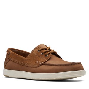 Poltopánky Clarks - Bratton Boat 26172443 Dark Tan Nubuck.