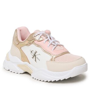 Sneakersy Calvin Klein Jeans - Low Cut Lace-Up Sneaker V3A9-80488-1597 Beige/Nude/White Y721.