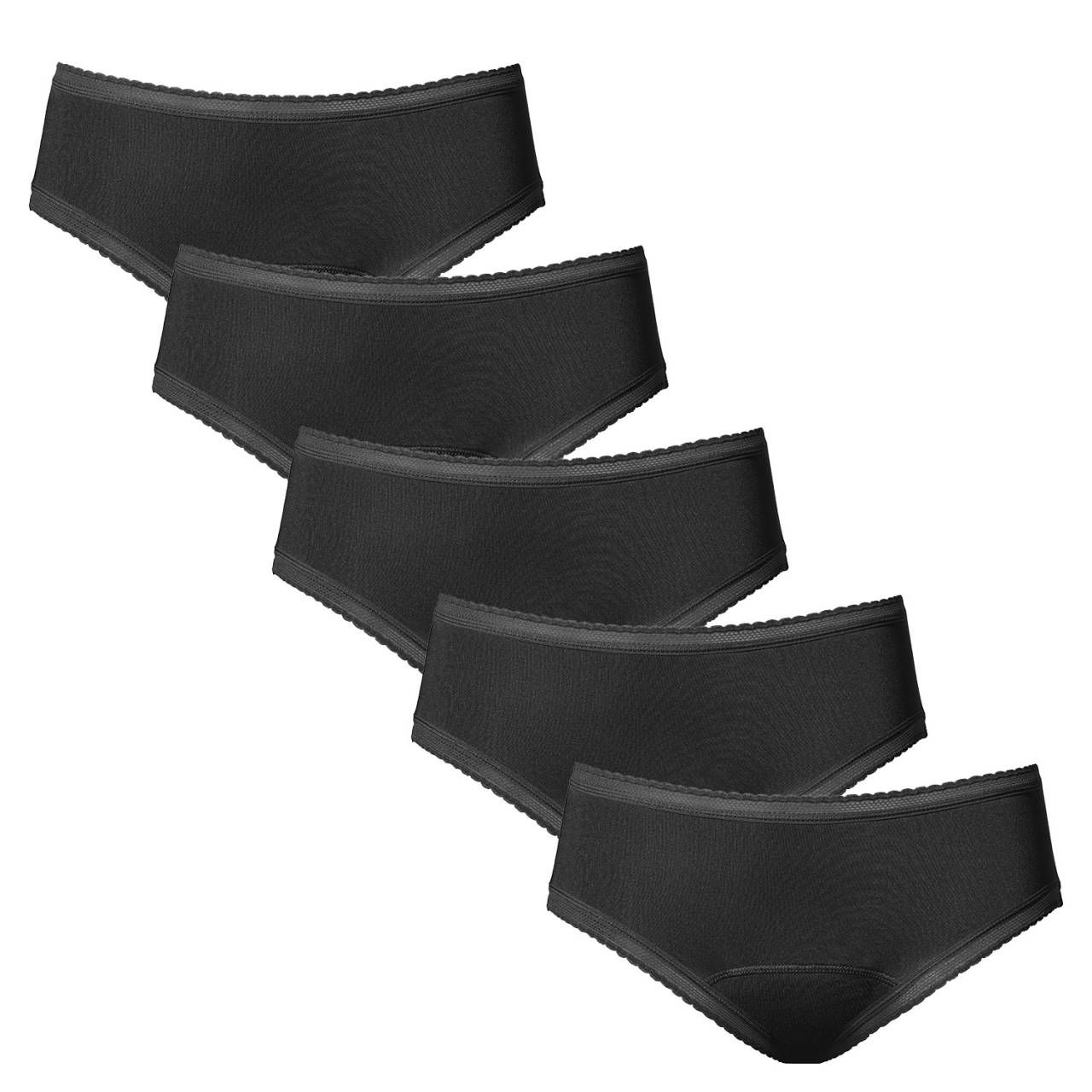 5PACK Menstruatsioonipüksid Love Luna Bikiinid (LOVE212) L.
Menstruatsioonipüksid igapäevaseks kandmiseks
Love Luna bikiinipüksid sobivad ideaalselt igapäevaseks kandmiseks kerge kuni mõõduka menstruatsiooni ajal.
Koostisained: 100% puuvill; 80% puuvill, 20% polüester; 91% nailon, 9% elastaan.
Pükstel olev suurus on AUS/USA ja ei vasta ELi suurusele, seega peate järgima tabelit ja mõõtmeid.
Armastus Luna ja jätkusuutlikud abivahendid
Indoneesia aluspükste tootja Love Luna on saanud ülemaailmse vastutustundliku tootmise (WRAP) sertifitseerimisprogrammi kuldse sertifikaadi.
Menstruatsioonipüksid on sulle uued?
Kui vajate lisateavet menstruatsioonipükste kohta, soovitame lugeda meie blogiartiklit: Kuidas valida menstruatsioonipükse?Sealt leiate teavet:

Millest on valmistatud menstruatsioonipüksid ja kuidas need toimivad
Mis on oluline menstruatsioonipükste valikul
Kui kaua kestavad menstruatsioonipüksid
Kuidas pesta menstruatsioonipükse
Kellele sobivad menstruatsioonipüksid

Kuidas oma uusi menstruatsioonipükse/ ujumisriideid õigesti hooldada

Enne esimest kasutamist: Enne kui paned oma uued menstruatsioonipüksid või ujumisriided esimest korda selga, tuleb neid pesta - kas käsitsi või pesumasinas õrnal pesuprogrammil kuni 40 °C.
Pärast iga kasutamist: Kõigepealt loputage pesu põhjalikult külma veega.
Pesumaja: Pärast pesemist võite pükse või ujumisriideid pesta pesumasinas - ideaalis kaitsekotis, õrnal programmil kuni 40 °C.
Kuivatamine: Menstruatsioonipesu ei kuulu kuivatisse ega küttekoldesse.
Triikimine: Nad ei triikinud aluspükse ega ujumisriiet.

Vihje: Kui leiate endale sobiva ja sobiva menstruatsioonipesu, väärib see ka parimat hooldust.