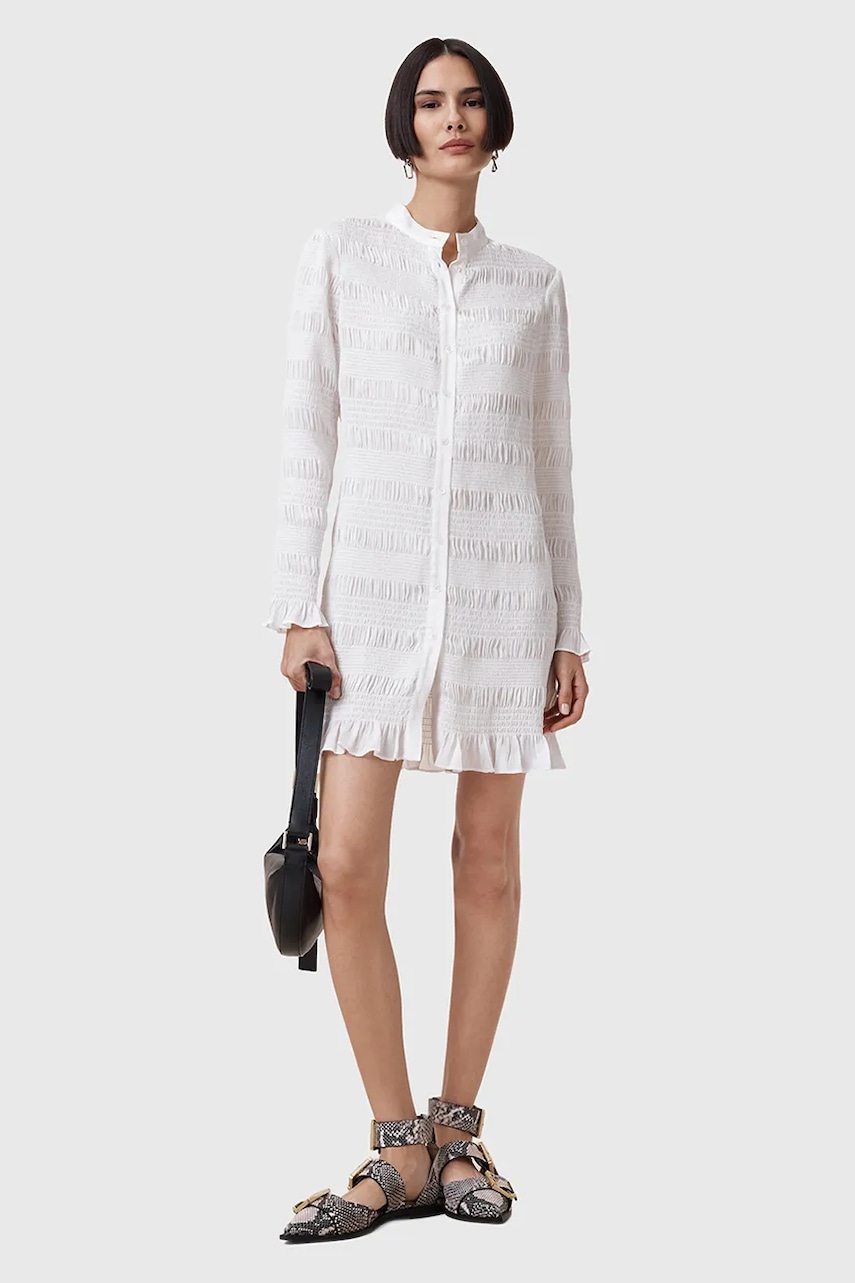 Šaty AllSaints MEG biela farba, mini, priliehavé, W062DC.