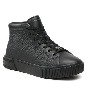 Sneakersy Tommy Hilfiger - Monogram Leather Sneaker High FW0FW06856  Black BDS.