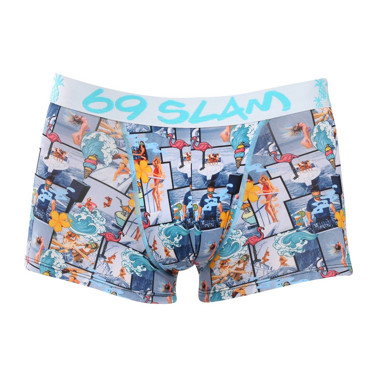 Pánske boxerky 69SLAM Hip SUMMER YACHT (MSYSYH-PO) XL, trenky.
Vstúpte do sveta, kde sa pohodlie stretáva s originalitou!
Mikrovlákno, ktoré vás presvedčí na prvý dotyk
Boxerky sú vyrobené z umelých vlákien (kombinácia polyesteru a spandexu) - táto zmes vytvára dokonale mäkký, pružný a prispôsobivý materiál.
Výrazný dizajn a premyslený strih na aktívne dni
Boxerky 69SLAM vás na prvý pohľad zaujmú svojím jedinečným vzhľadom, originálnymi vzormi a príjemnými farbami.
Prečo by boxerky 69SLAM nemali chýbať vo vašom šatníku

Mikrovlákno - ľahké, elastické, rýchloschnúce.
Kratšie nohavičky, ktoré sa nikde nekrčia.
Výrazný dizajn s originálnymi vzormi.

69SLAM spodná bielizeň, ktorá vám zdvihne náladu
69SLAM je obľúbená surferská značka z Bali, ktorá oslavuje život, umenie, kreativitu, dizajn a farby v každom detaile.
Ako sa starať o boxerky 69SLAM
Dodržiavaním týchto jednoduchých krokov zabezpečíte, že vaše boxerky 69SLAM budú dlho vyzerať krásne, funkčné a pohodlné.

Pranie: Odporúčame ručné pranie vo vlažnej vode.


Sušenie: Nesuš v sušičke.


Žehlenie: Nežehliť.

Tip: Vaša obľúbená spodná bielizeň si zaslúži šetrné zaobchádzanie.