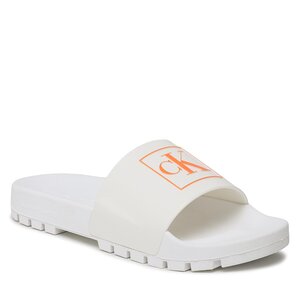 Šľapky Calvin Klein Jeans - Truck Slide Monogram Rubber W YW0YW00893 White/Firecracker 0LC.