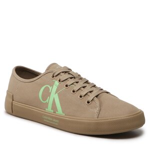 Plátenky Calvin Klein Jeans - Vulc Low Oversized Brand YM0YM00687 Travetine/Live Mist 0H7.