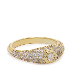 Prsteň Luv AJ - Pave Hex Signet Ring HOL22-R-PHSR-G Gold.