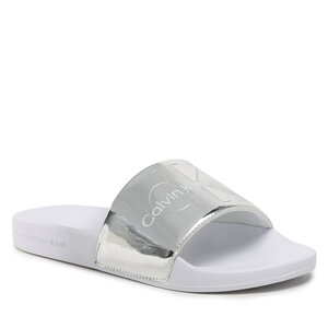 Šľapky Calvin Klein Jeans - Slide Metallic Monologo YW0YW00638 Metallic Silver 02W.