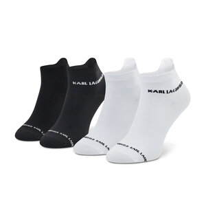 Súprava 2 párov kotníkových ponožiek dámskych KARL LAGERFELD - 220W6001 Blck/Wht A998.