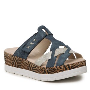 Šľapky Rieker - V3980-14 Blau Kombi.