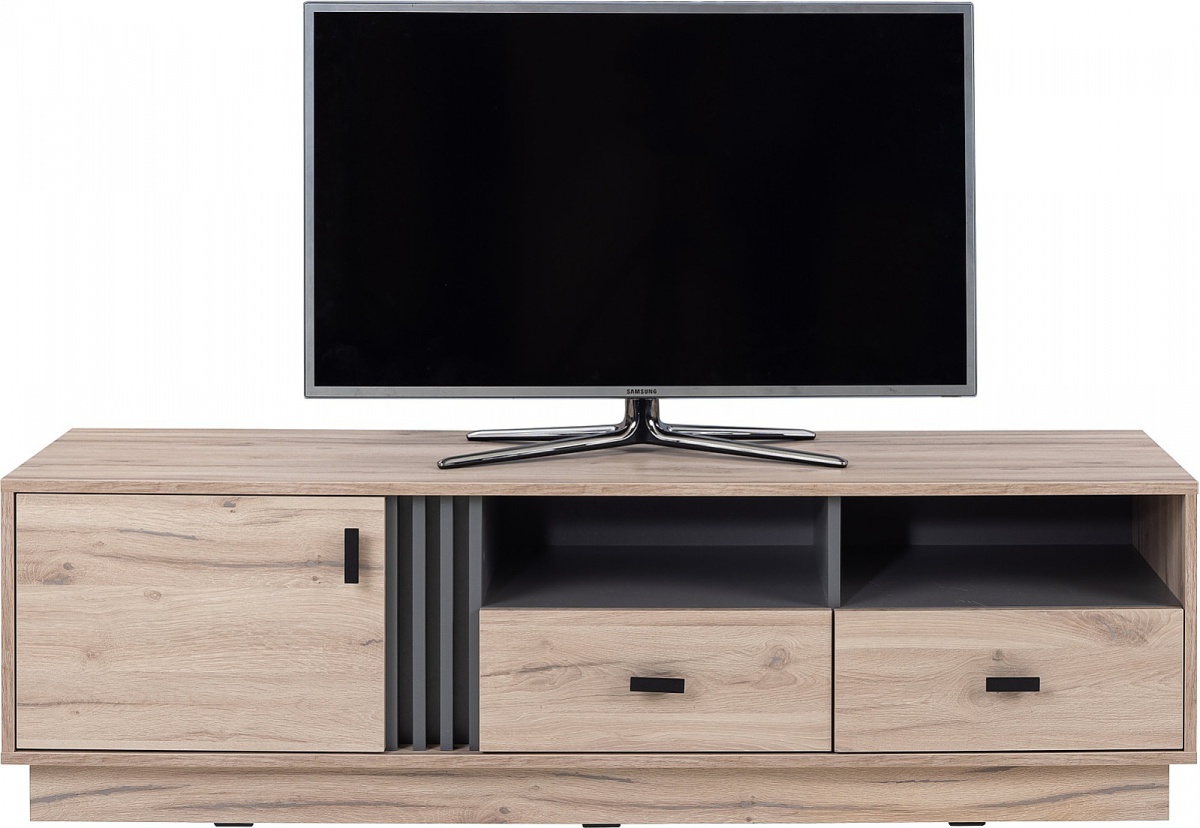 Tv komoda eliot - dub estana/šedá.

 

Televízna komoda s 2 zásuvkami, skrinkou a priehradkami.

 

TV komoda Eliot bola vyrobená z vysoko kvalitného lamina s hrúbkou 16mm.

 

Rozmery TV komody Eliot sú 155x45x40cm (š, v, h).

 

Všetky produkty z kolekcie Eliot nájdete nižšie v súvisiacich produktoch.