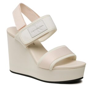 Sandále Calvin Klein Jeans - Wedge Sandal Badge YW0YW01028 White/Ancient White 0LA.
