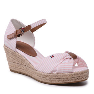 Espadrilky Tommy Hilfiger Tailored - High Wedge Seersucker FW0FW07158 Seersucker/Soothing Pink 0J8.