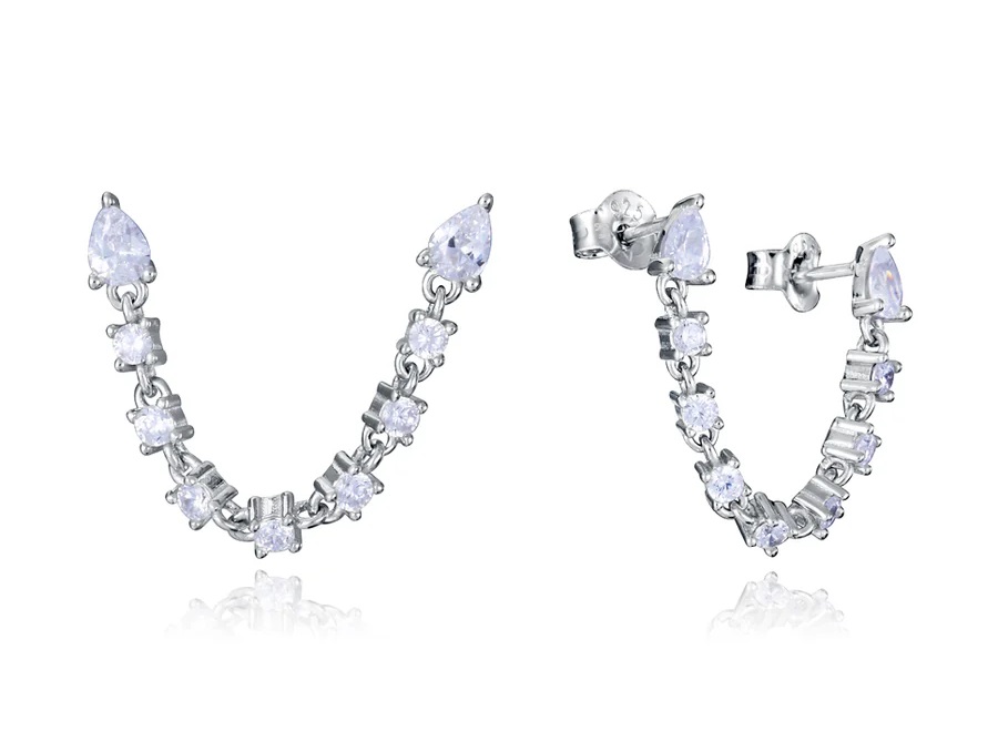 Viceroy Strieborné retiazkové náušnice so zirkónmi Trend 9132E000-30.