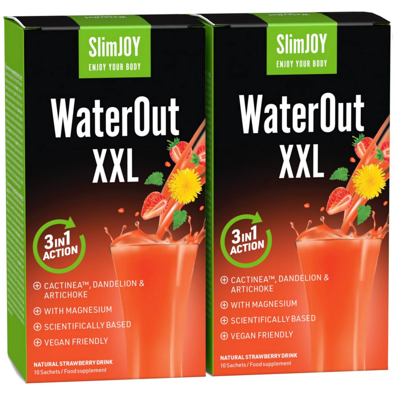 2x WaterOut XXL | Diurétique naturel pour réduire les ballonnements | 20 jours de programme | SlimJOY.