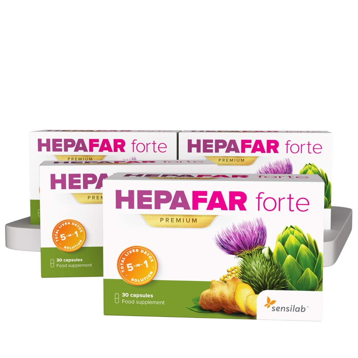 Hepafar Forte: 2+2 GRATIS - para desintoxicación del hígado - 120 cápsulas, programa para 2 meses -  Cápsulas cardo mariano - Sensilab.