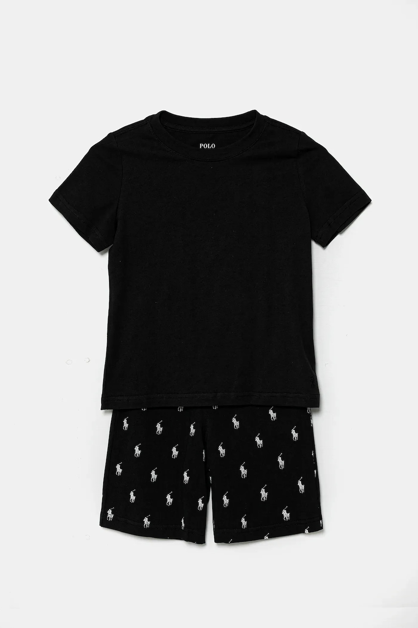 Detské bavlnené pyžamo Polo Ralph Lauren čierna farba, vzorované, 9P0250.