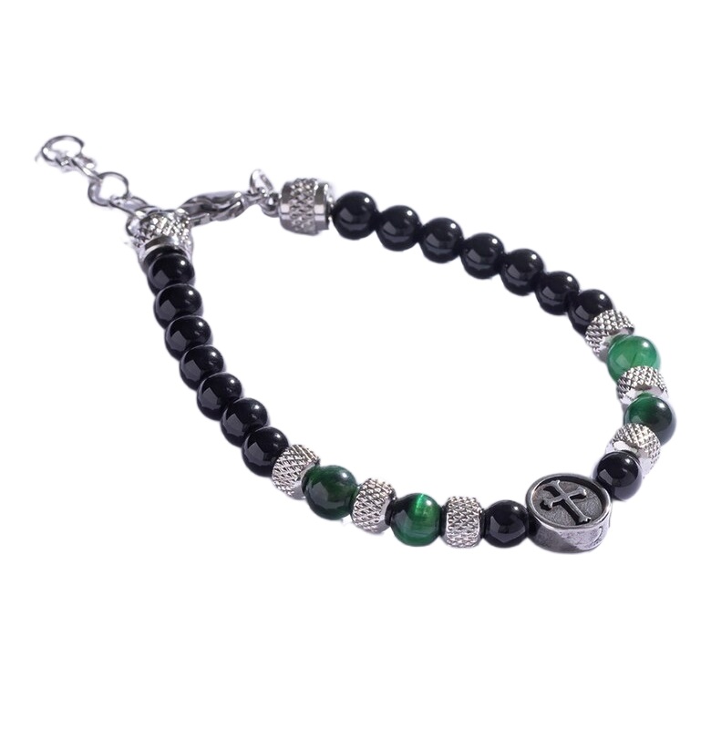 Marc Malone Korálkový náramok so zeleným kremeňom MCGB5017.