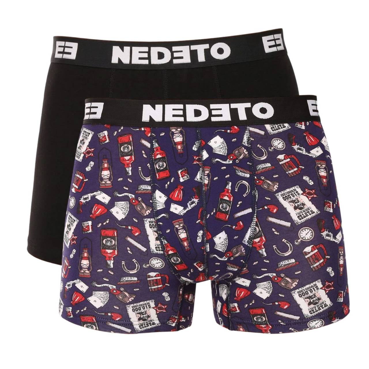 2PACK pánske boxerky Nedeto viacfarebné (2NBV5) 3XL, trenky.
Zbavte sa nudy a pridajte do svojho šatníka zdravú dávku štýlu a originality!
Pohodlný materiál pre ideálne pohodlie
Boxerky sú vyrobené z mäkkého a priedušného materiálu z bavlny s prímesou elastanu, vďaka čomu sa prispôsobia vášmu telu bez toho, aby vás akokoľvek obmedzovali.
Výrazný dizajn, ktorý vás pobaví
Zábavný potlač vytvára svieži a veselý vzhľad, ktorý vám zaručene zdvihne náladu.
Prečo vyskúšať boxerky Nedeto

Naša značka Nedeto: Kvalita, ktorú sami garantujeme a testujeme.
Originálny dizajn: Hravý štýl, ktorý vás rozosmeje.
Pohodlný materiál a strih: Vhodné na každodenné nosenie, relax a voľný čas.

Česká značka Nedeto ponúka kvalitné spodné prádlo za skvelú cenu
Nielenže predávame spodné prádlo Nedeto, ale tiež stojíme za jeho výrobou.
Ako sa starať o boxerky Nedeto
Aby vaše obľúbené boxerky dlho vyzerali ako nové, odporúčame dodržiavať tieto pokyny na údržbu.

Pranie: Boxerky perte na 30 °C, najlepšie naruby.
Sušenie: Nesušte v sušičke.
Žehlenie: Áno, boxerky môžete žehliť na nízkej teplote, ideálne naruby, aby nedošlo k poškodeniu vzoru a elastických vlákien.

Tip: Staňte sa odborníkom na starostlivosť o spodnú bielizeň vďaka tipom v našom článku a poskytnite svojim obľúbeným kúskom starostlivosť, ktorú si zaslúžia.