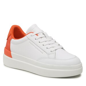 Sneakersy Tommy Hilfiger - Feminine Sneaker With Color Pop FW0FW06896 White/Earth Orange 0K9.