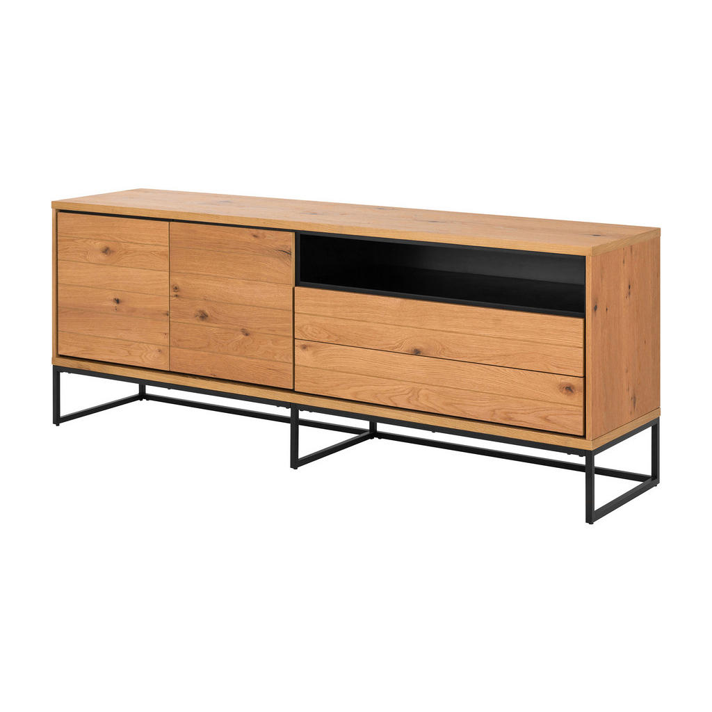 MID.YOU KOMODA, čierna, farba duba, 197,8/75,8/45 cm.