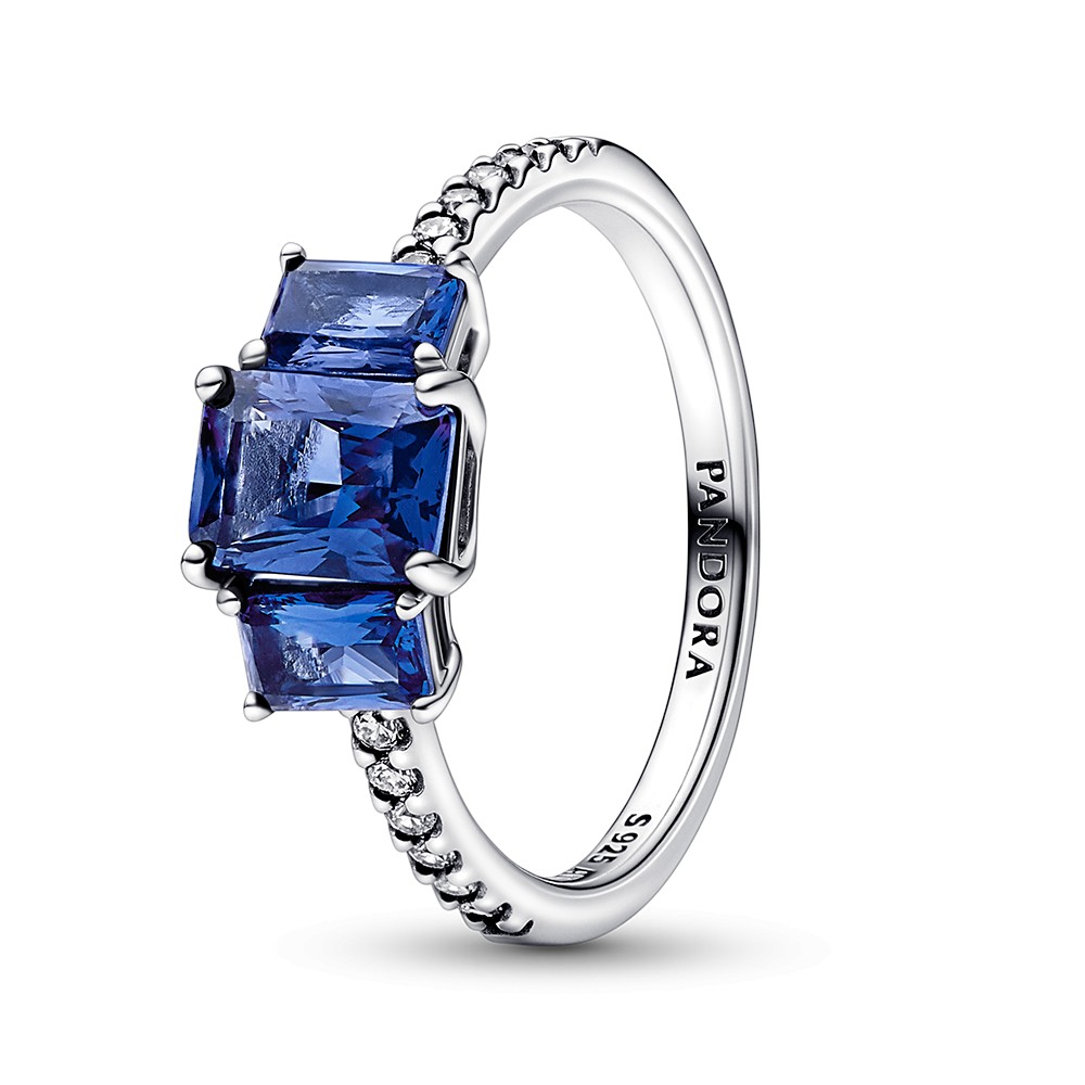 Pandora Trblietavý strieborný prsteň s modrými kryštálmi Timeless 192389C01 54 mm.
