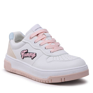 Sneakersy Tommy Hilfiger - Logo Low Cut Lace-Up Sneaker T3A9-32726-1592 S White/Beige/Sky Blue Y259.