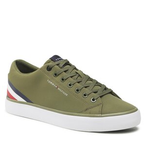 Sneakersy Tommy Hilfiger - Th Hi Vulc Core Low Stripes Mentor Green L9T.