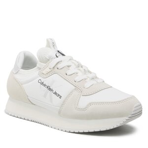 Sneakersy Calvin Klein Jeans - Runner Sock Laceup Ny-Lth W YW0YW00840 White/Ivory 0K7.
