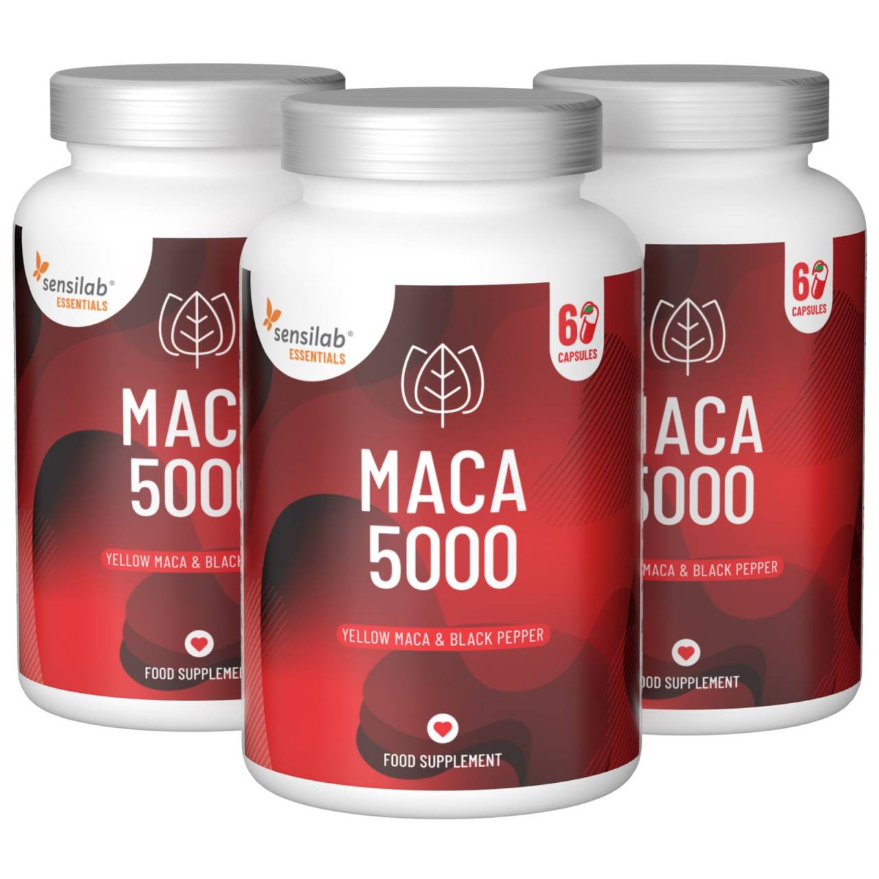 Essentials Maca 5000 de dose alta - vegano, 180 cápsulas.