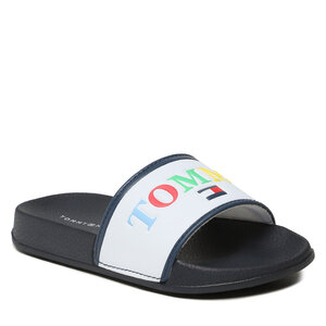 Šľapky Tommy Hilfiger - Maxi Velcro Pool Slide T3B0-32934-1172 M White/Multicolor X256.