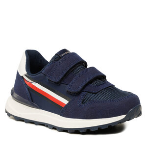 Sneakersy Tommy Hilfiger - Stripes Low Cut Velcro Sneaker T1B9-32882-1587 S Blue/White X007.