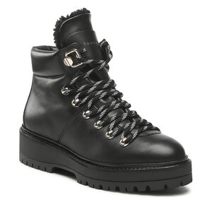Členková obuv Tommy Hilfiger - Leather Outdoor Flat Boot FW0FW06725 Black BDS.