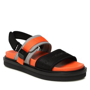 Sandále Calvin Klein Jeans - Doublebar Hardware YM0YM00643 Black/Orange 0JH.