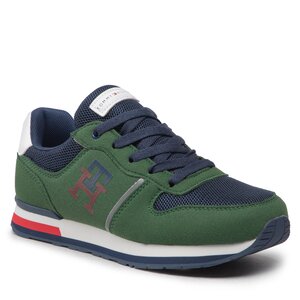Sneakersy Tommy Hilfiger - Low Cut Lace-Up Sneaker T3B9-32492-1450 S Green/Blue X643.