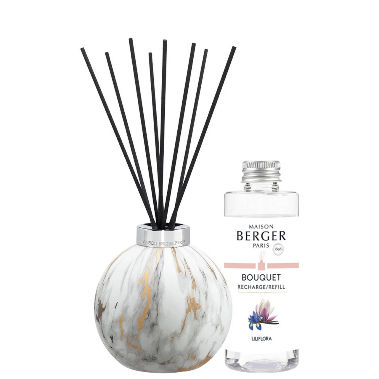 Maison Berger Paris Darčeková sada aróma difuzér Marbrure White + náplň Liliflora 180 ml.