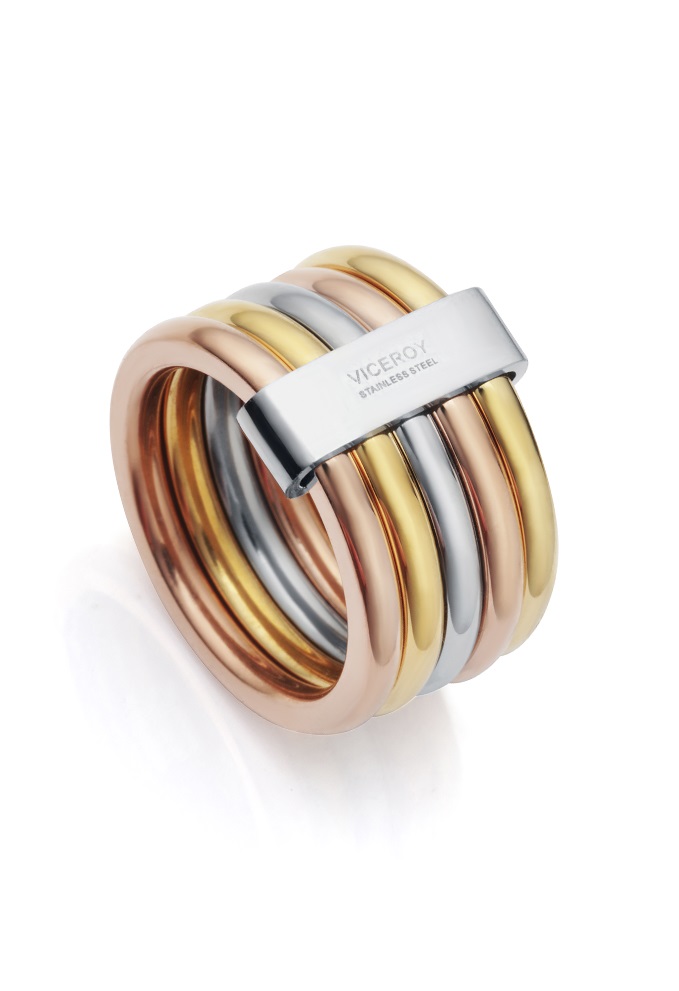 Viceroy Luxusný tricolor prsteň z ocele Chic 75305A01 54 mm.