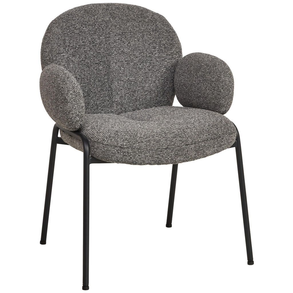 MID.YOU STOLIČKA S PODRÚČKAMI, železo, vzhľad ľanu, čierna, tmavosivá.