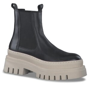 Členková obuv s elastickým prvkom Tamaris - 1-25494-20 Blk Lea./Ivory 040.